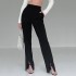 2022 wholesale vendor women clothing slit solid black slim fashion new design casual ladies pants trousers