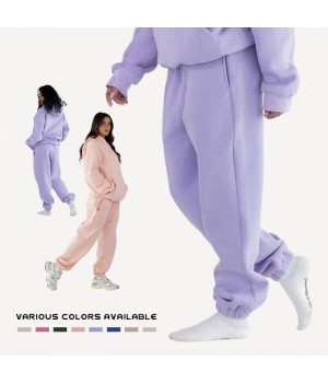 OEM/ODM Custom Pastel Sweatpants Unisex Straight-leg Fit Fleece Purple Jogger Pants Women Casual Trousers Manufacturer Wholesale