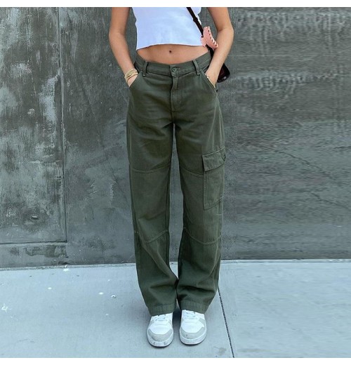 2023 New Arrival Spring Autumn Women Camo Street Style Work cargo Pants Low Straight Leg Custom Women's Pants & Trousers