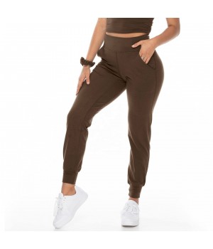 Wholesale Women's Pants & Trousers Custom Color Slim Fit Workout Tights With Side Pockets Soft Sweat Jogger Pants For Women